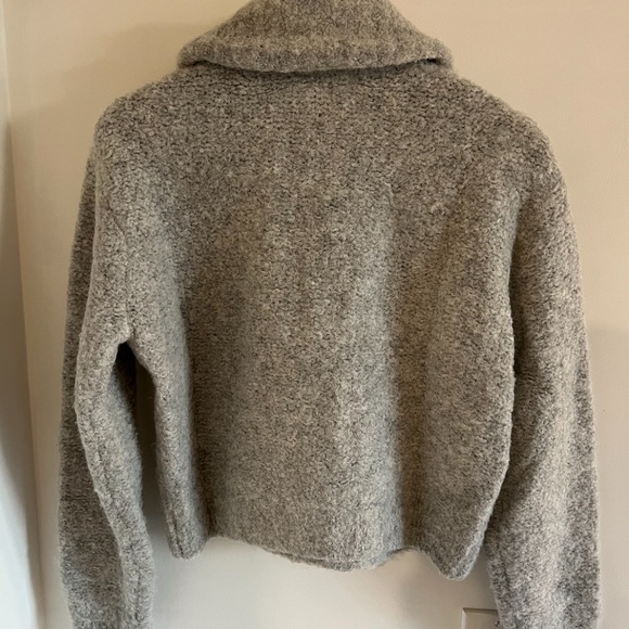aritzia wilfred gwyneth alpaca wool zip up sweater - light grey, size XS - Picture 4 of 7